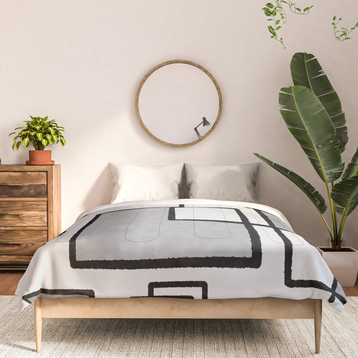 Piet Composition - Mid-Century Modern Minimalist Geometric Abstract in Gray Comforter Gallery Image 3