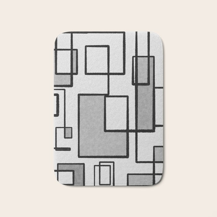 Piet Composition - Mid-Century Modern Minimalist Geometric Abstract in Gray Bath Mat Gallery Image 1