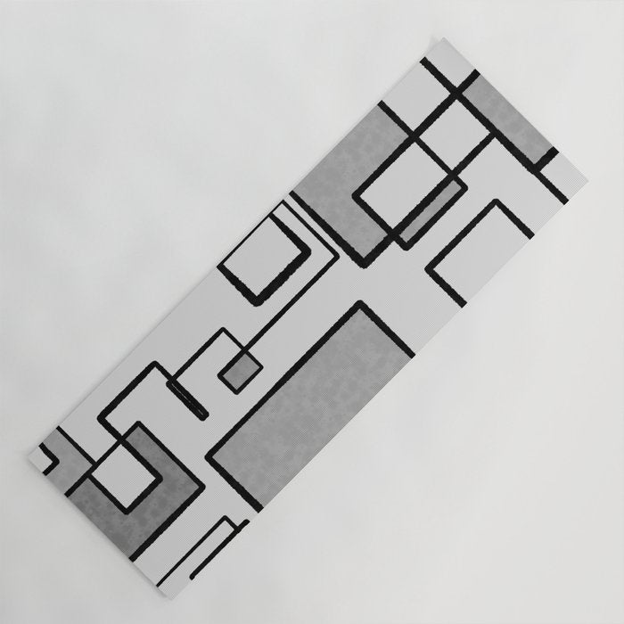 Piet Composition - Mid-Century Modern Minimalist Geometric Abstract in Gray Yoga Mat Gallery Image 1