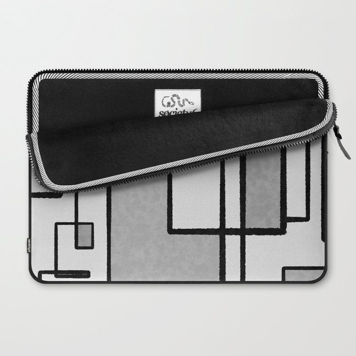 Piet Composition - Mid-Century Modern Minimalist Geometric Abstract in Gray Laptop Sleeve Gallery Image 2