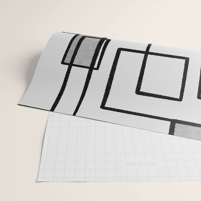 Piet Composition - Mid-Century Modern Minimalist Geometric Abstract in Gray Wrapping Paper Gallery Image 2