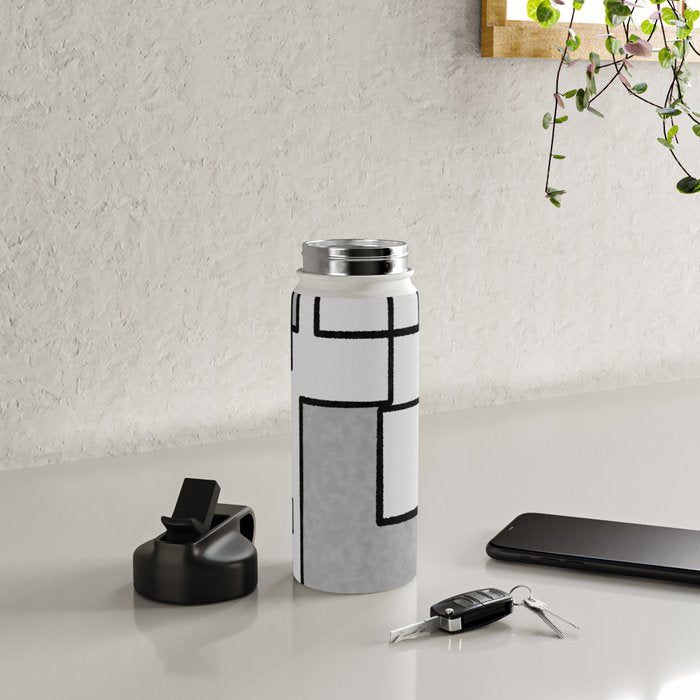 Piet Composition - Mid-Century Modern Minimalist Geometric Abstract in Gray Water Bottle Gallery Image 4