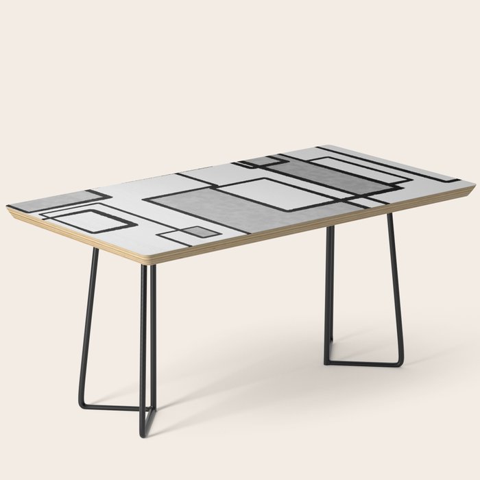 Piet Composition - Mid-Century Modern Minimalist Geometric Abstract in Gray Coffee Table Gallery Image 1