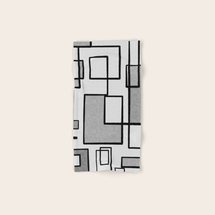 Piet Composition - Mid-Century Modern Minimalist Geometric Abstract in Gray Bath Towel Gallery Image 1