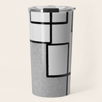 Piet Composition - Mid-Century Modern Minimalist Geometric Abstract in Gray Travel Mug Gallery Image 1