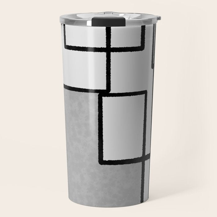 Piet Composition - Mid-Century Modern Minimalist Geometric Abstract in Gray Travel Mug Gallery Image 1