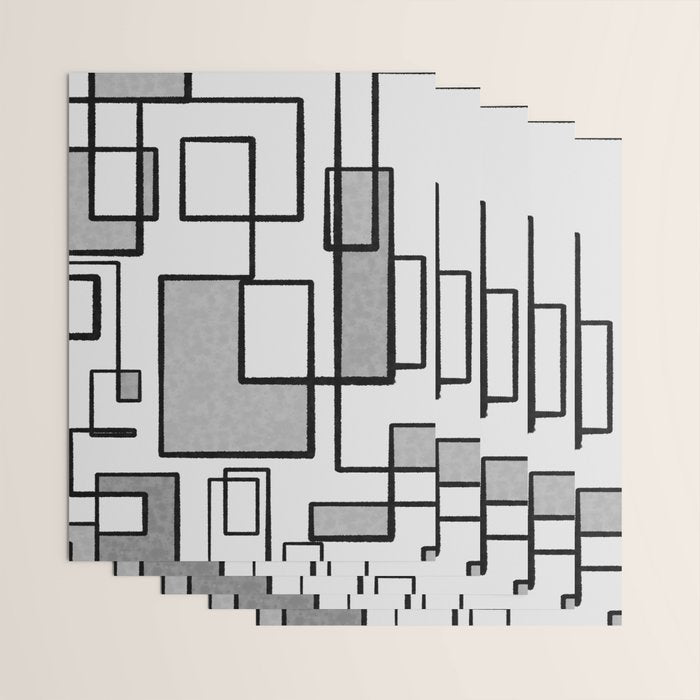 Piet Composition - Mid-Century Modern Minimalist Geometric Abstract in Gray Wrapping Paper Gallery Image 3