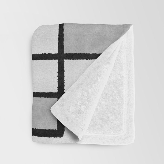 Piet Composition - Mid-Century Modern Minimalist Geometric Abstract in Gray Throw Blanket Gallery Image 3
