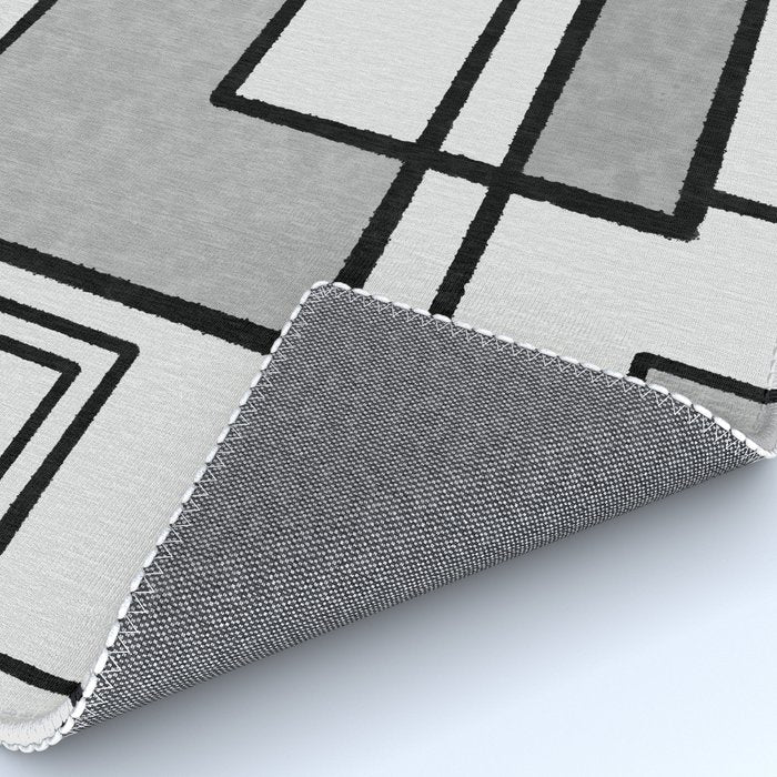 Piet Composition - Mid-Century Modern Minimalist Geometric Abstract in Gray Rug Gallery Image 4