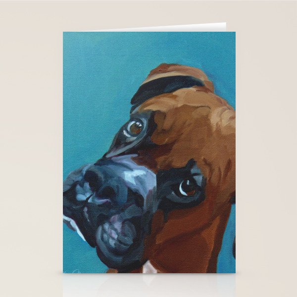 Leo the Boxer Dog Portrait Stationery Card Gallery Image 2