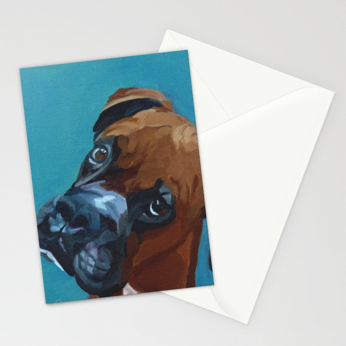 Leo the Boxer Dog Portrait Stationery Card Gallery Image 2