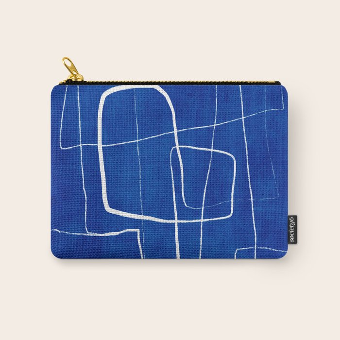 Cobalt Blue White Line Art Minimalist Artwork Carry All Pouch Gallery Image 1