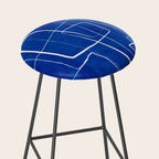 Cobalt Blue White Line Art Minimalist Artwork Stool Gallery Image 2