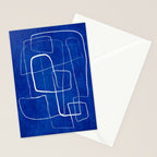 Cobalt Blue White Line Art Minimalist Artwork Stationery Card Gallery Image 2