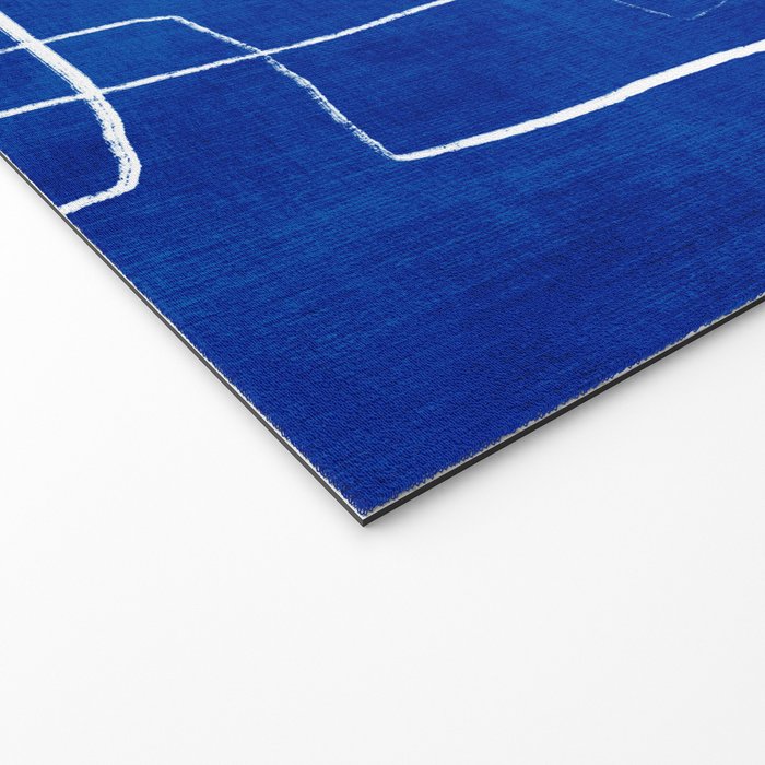 Cobalt Blue White Line Art Minimalist Artwork Welcome Mat Gallery Image 2