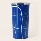 Cobalt Blue White Line Art Minimalist Artwork Travel Mug Gallery Image 1