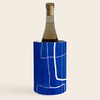 Cobalt Blue White Line Art Minimalist Artwork Wine Chiller Gallery Image 2