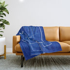 Cobalt Blue White Line Art Minimalist Artwork Throw Blanket Gallery Image 1