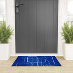 Cobalt Blue White Line Art Minimalist Artwork Welcome Mat Gallery Image 3