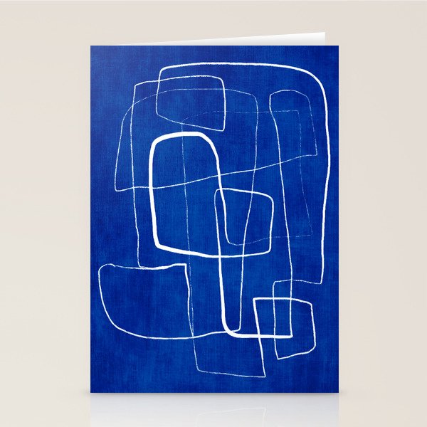 Cobalt Blue White Line Art Minimalist Artwork Stationery Card Gallery Image 2