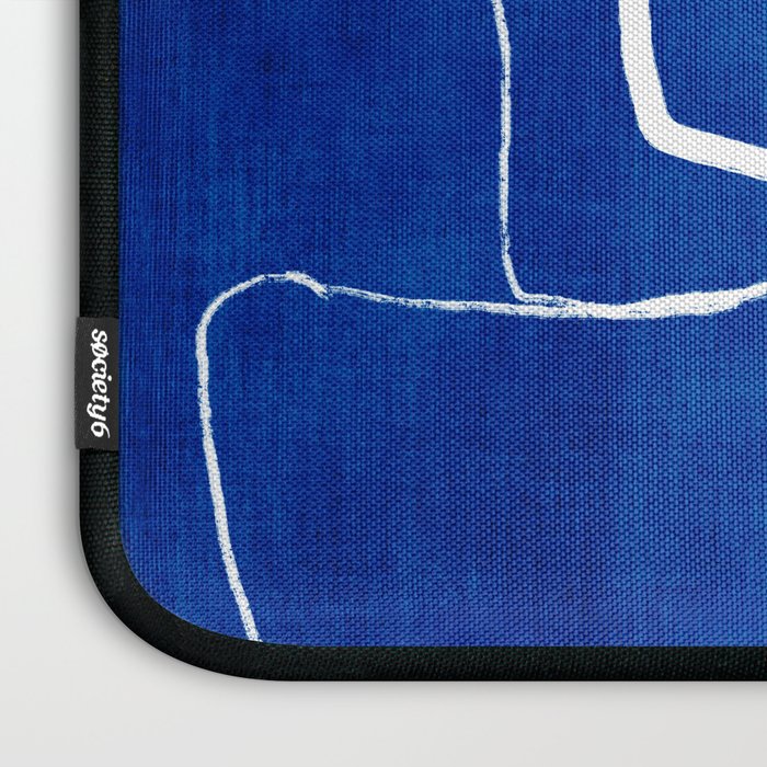 Cobalt Blue White Line Art Minimalist Artwork Laptop Sleeve Gallery Image 3