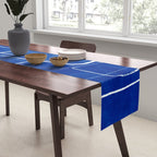 Cobalt Blue White Line Art Minimalist Artwork Table Runner Gallery Image 2