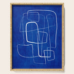 Cobalt Blue White Line Art Minimalist Artwork Serving Tray Gallery Image 1