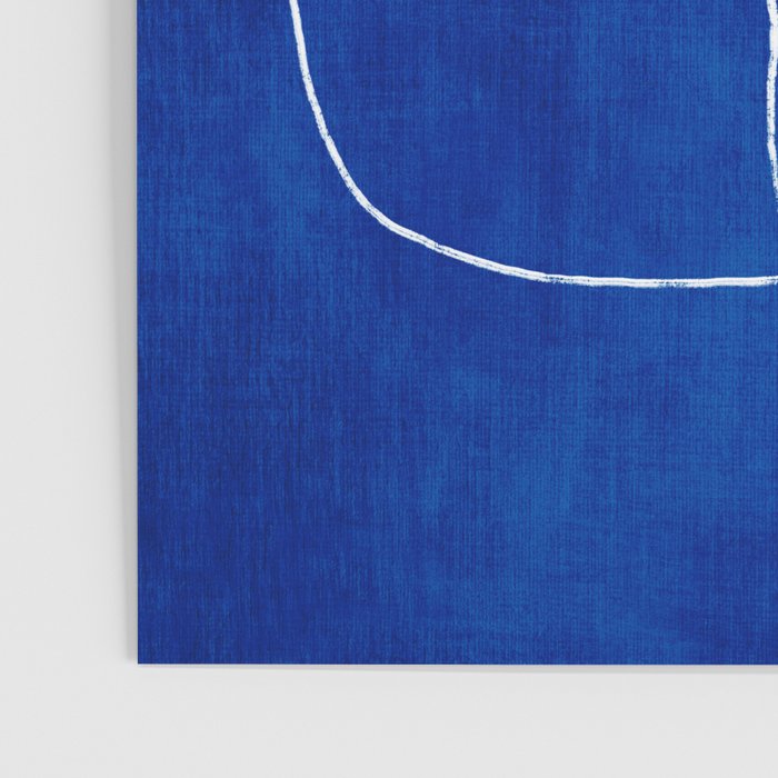 Cobalt Blue White Line Art Minimalist Artwork Poster Gallery Image 3
