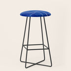 Cobalt Blue White Line Art Minimalist Artwork Stool Gallery Image 1