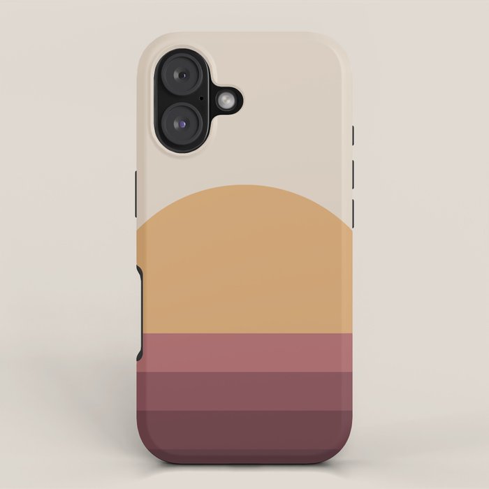 Minimal Retro Sunset Sunrise - Burgundy Ruby Red iPhone Case Gallery Image 1