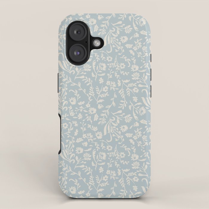 Ditsy Toile Floral - Aquamarine iPhone Case Gallery Image 1