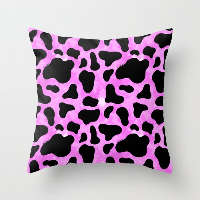 Purple Cow Print Throw Pillow Gallery Image 1