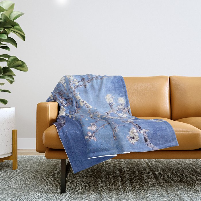 Vincent Van Gogh Almond BlossomS Blue Throw Blanket Gallery Image 1