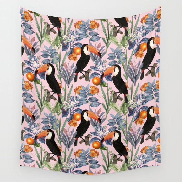 Tucan Garden #pattern #illustration Wall Tapestry Gallery Image 1