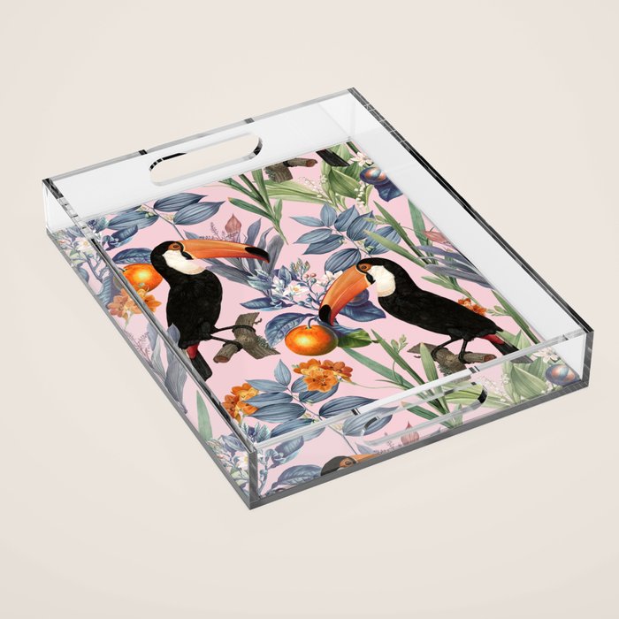 Tucan Garden #pattern #illustration Acrylic Tray Gallery Image 1