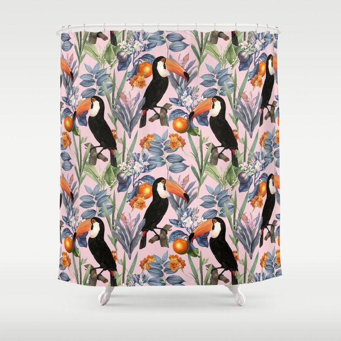 Tucan Garden #pattern #illustration Shower Curtain Gallery Image 1