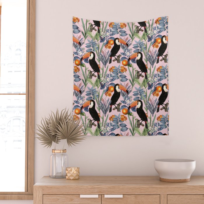 Tucan Garden #pattern #illustration Wall Tapestry Gallery Image 2