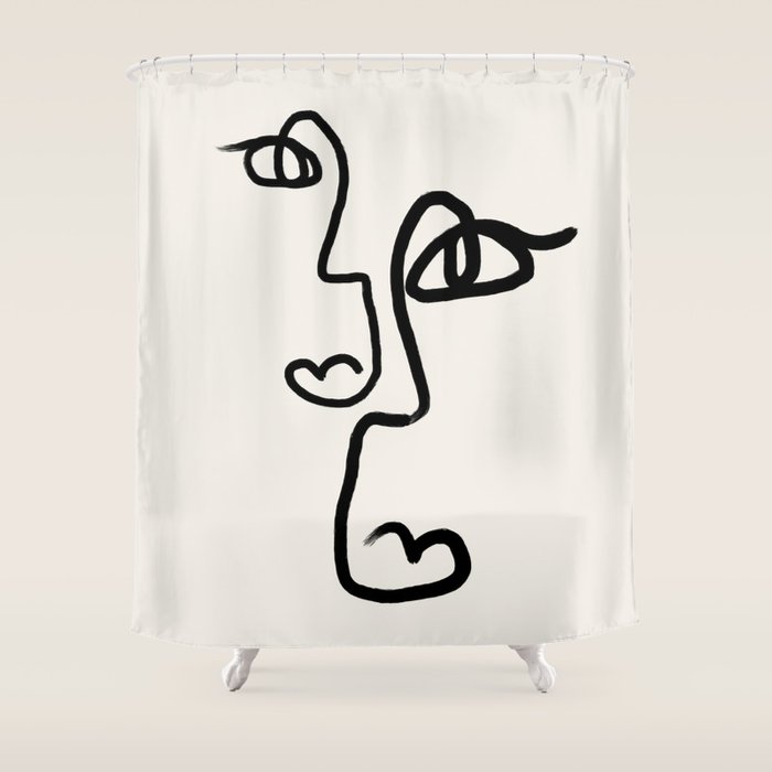 Faces | Black Shower Curtain Gallery Image 1
