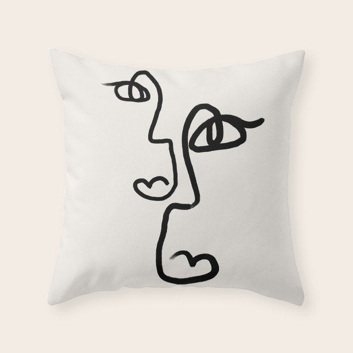 Faces | Black Throw Pillow Gallery Image 1