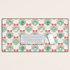 Christmas Dogs Festive Furry Holiday Ornaments Damask Pastel Green Desk Mat Gallery Image 1