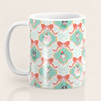 Christmas Dogs Festive Furry Holiday Ornaments Damask Pastel Green Coffee Mug Gallery Image 3