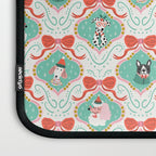 Christmas Dogs Festive Furry Holiday Ornaments Damask Pastel Green Laptop Sleeve Gallery Image 3