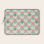 Christmas Dogs Festive Furry Holiday Ornaments Damask Pastel Green Laptop Sleeve Gallery Image 1
