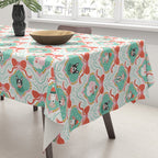 Christmas Dogs Festive Furry Holiday Ornaments Damask Pastel Green Tablecloth Gallery Image 3