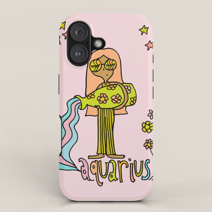 Age of Aquarius zodiac art by surfy birdy iPhone Case Gallery Image 1