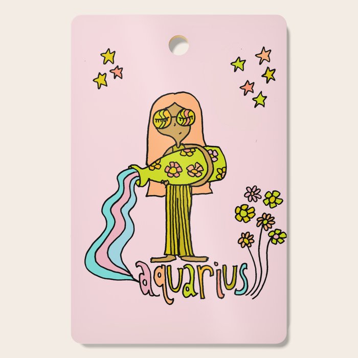 Age of Aquarius zodiac art by surfy birdy Cutting Board Gallery Image 1