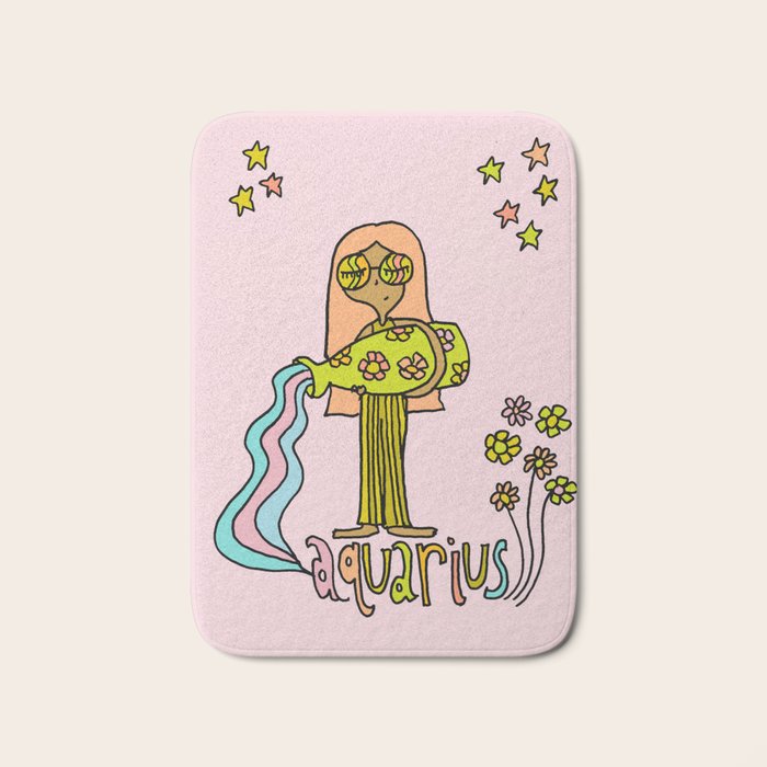 Age of Aquarius zodiac art by surfy birdy Bath Mat Gallery Image 1