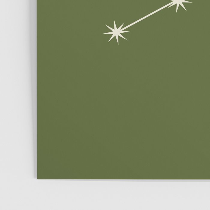 Virgo Zodiac Star Constellation Line Art Olive Green Poster Gallery Image 3