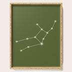 Virgo Zodiac Star Constellation Line Art Olive Green Serving Tray Gallery Image 1
