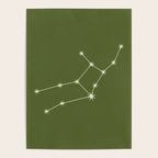 Virgo Zodiac Star Constellation Line Art Olive Green Poster Gallery Image 4